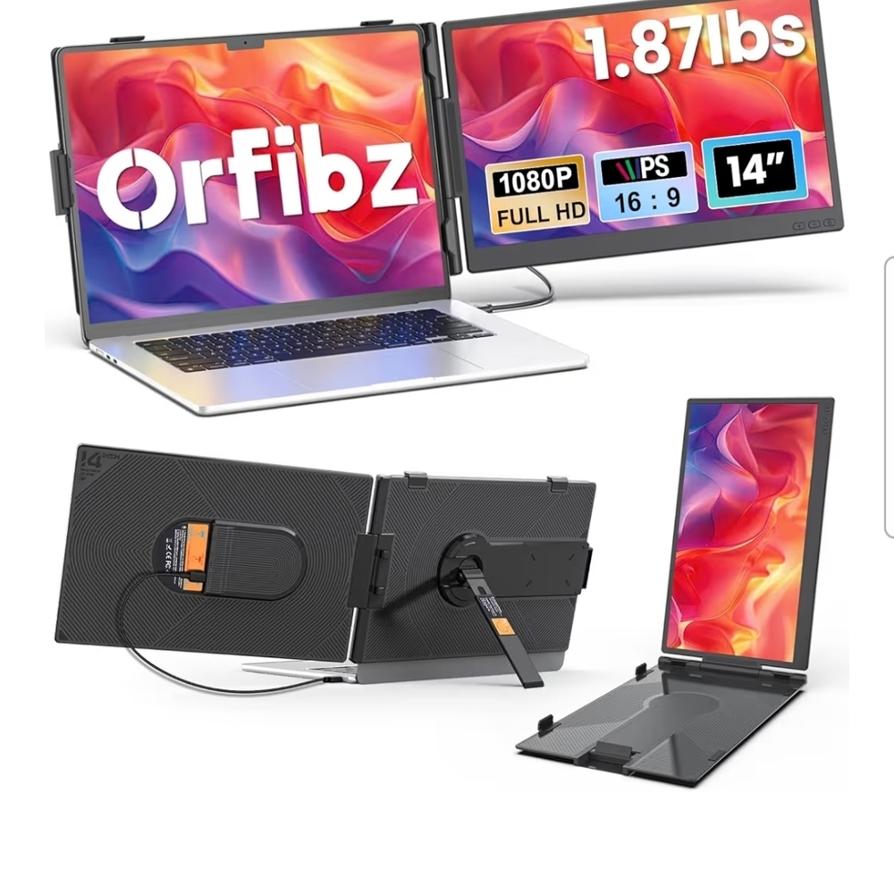14" Portable Dual Monitor Screen Extender- Black